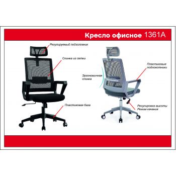 Кресло офисное ЧЕРНОЕ Пластик 1361A
