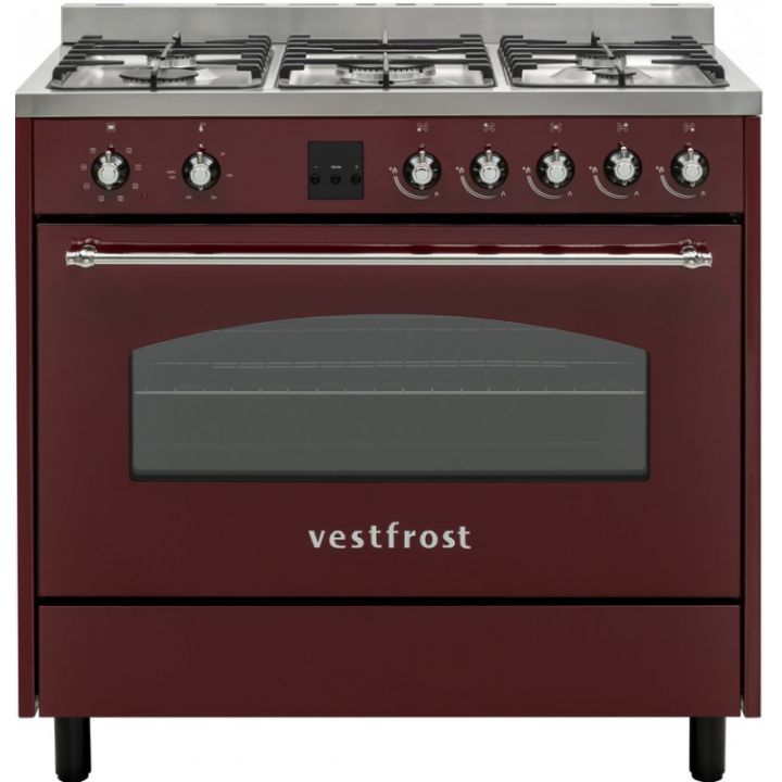 Кухонная плита Vestfrost VF96T50BX3 в ярком красном цвете